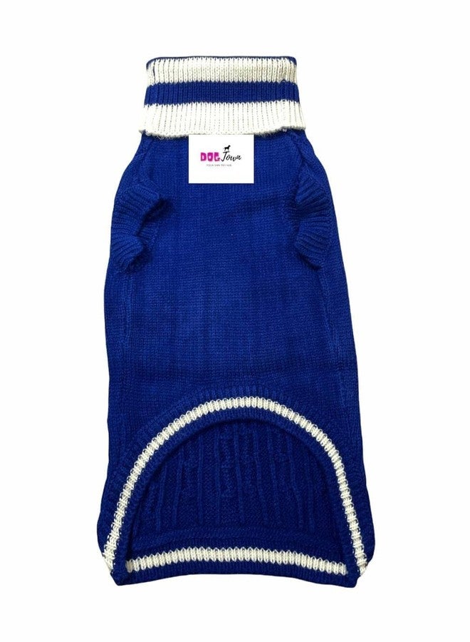 DOGTOWN Core High Neck Round Dog Sweater | Year-Round Sweater for Dogs | Dog Fleece Vest | Pet Jacket | Fleece Lining | Lightweight | Streachable Neck| Colour -Blue (XXXL 26" INCH) - Image 2